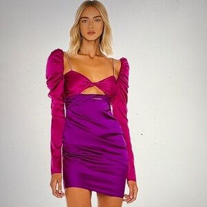 the bar silk twist dress The Bar Silk Twist Dress in Pink & Purple Size 6 REVOLVE MSRP $495